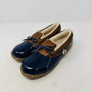 Sporto Womens Patty Duck Boots Navy Blue Brown Sherpa Lined Fisherman Size 6.5‎
